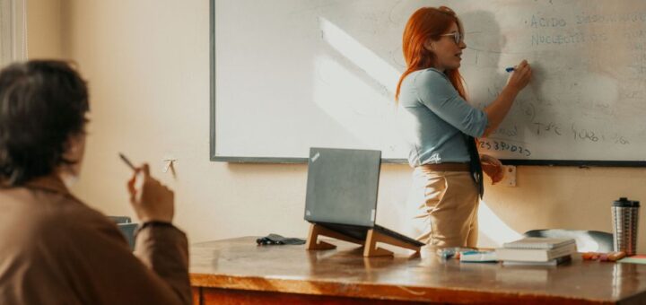 futuristic classroom scene