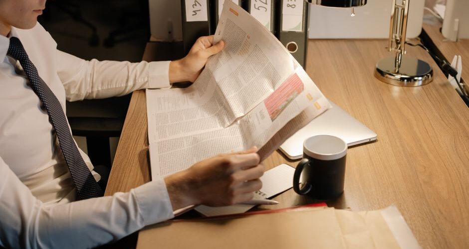 newspaper documents desk